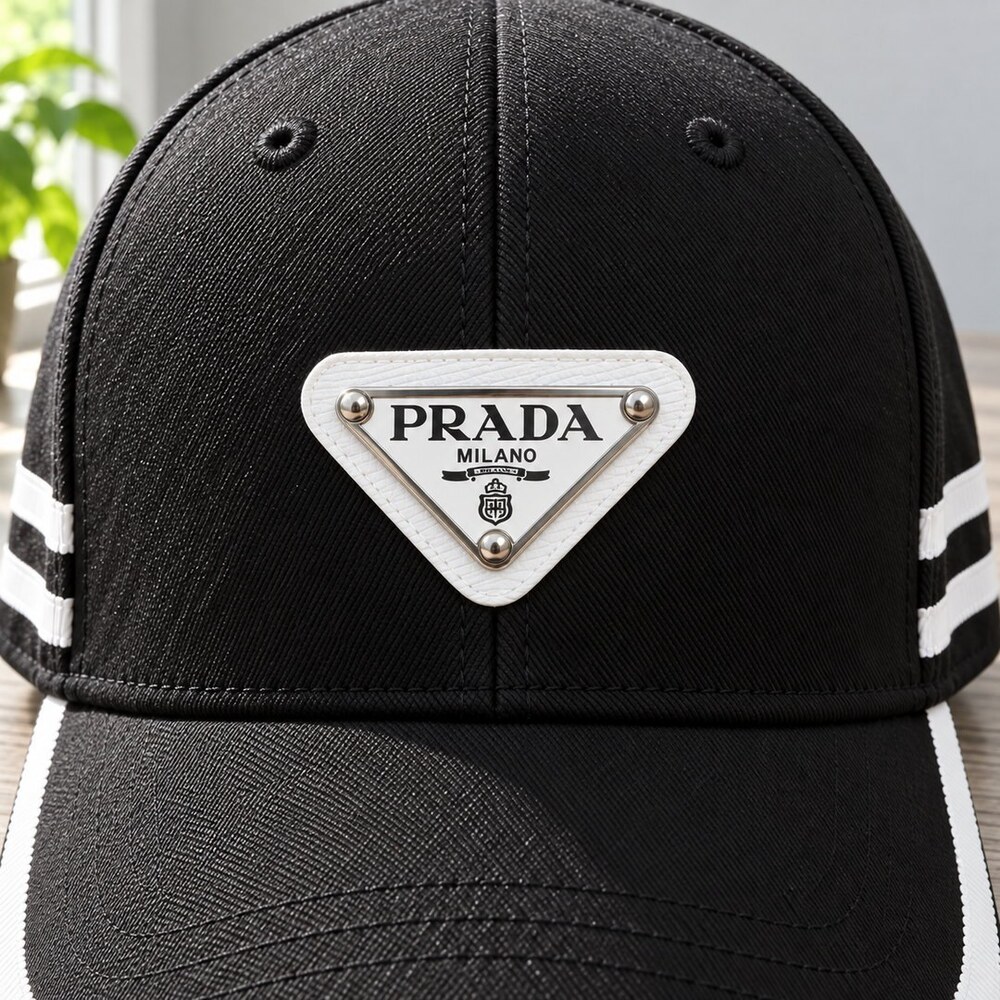 Prada Black Cap with White Trim - Picture 5 of 6